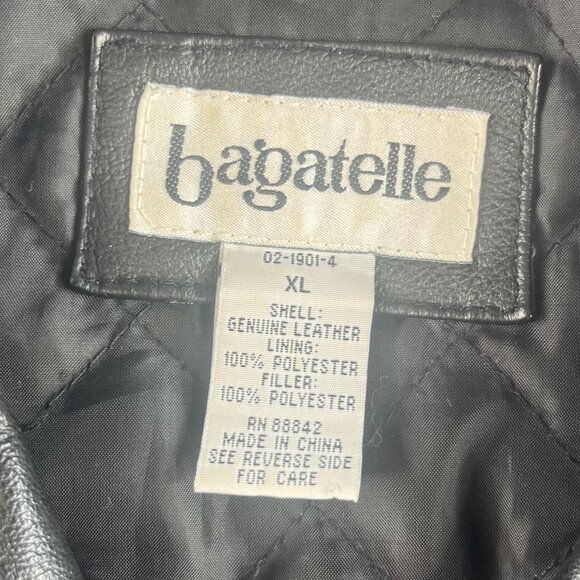 Bagatelle Womens Genuine Leather Coat Button Front Quilted Lining Black XL - Picture 6 of 7